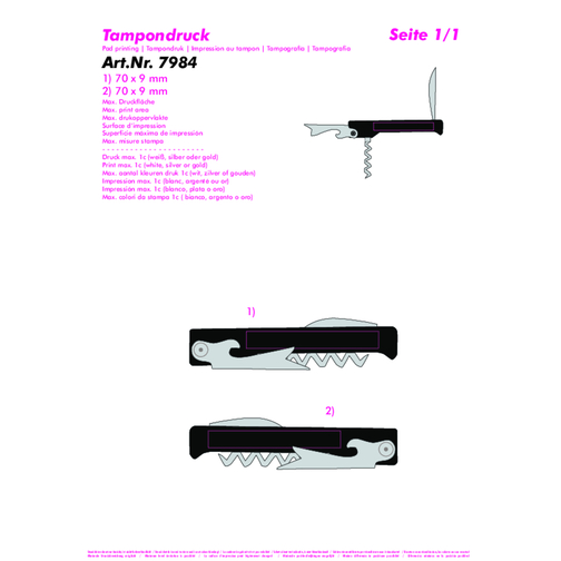Kellnermesser , schwarz, ABS+MET, 11,00cm x 1,30cm x 2,50cm (Länge x Höhe x Breite), Bild 3